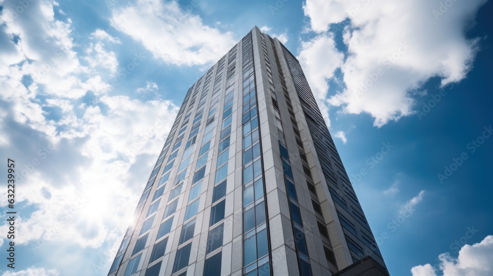 Tall building and behind it a beautiful and sky