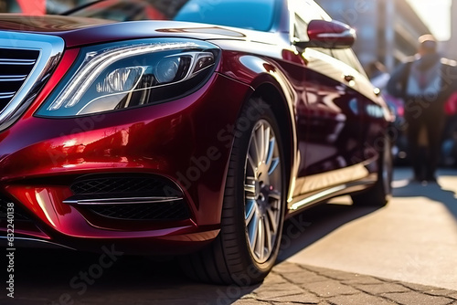 luxury modern red car closeup. Generative AI © alexkoral