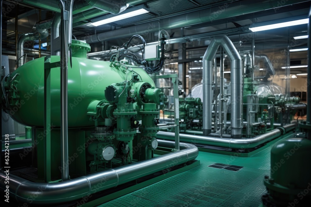electrolyzer equipment in a green hydrogen facility