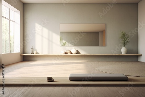 minimalist yoga studio with calming color scheme