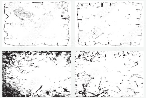 Set of old dirty witch’s book empty pages overlays. Bewitched dusty grimoire weathered page background set. Vector.
