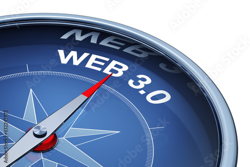 3D illustration of a compass with the words web 3.0