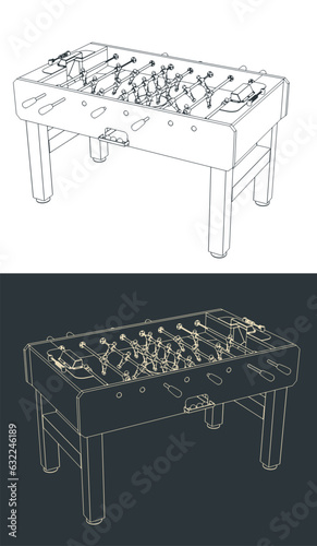 Classic foosball table illustrations