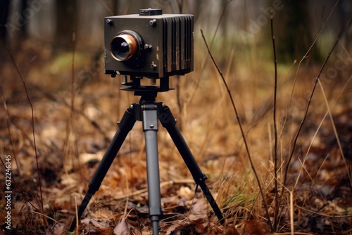 pinhole camera with tripod for stabilization photo