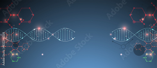 Science template, wallpaper or banner with a DNA molecules.