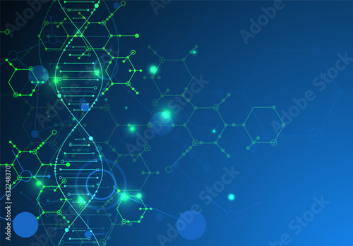 Science template, wallpaper or banner with a DNA molecules.