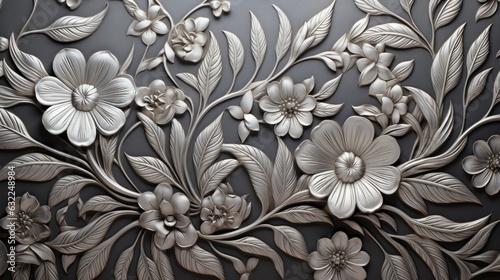 Wallpaper Mural Embossed metal surface floral texture graphic background. Torontodigital.ca