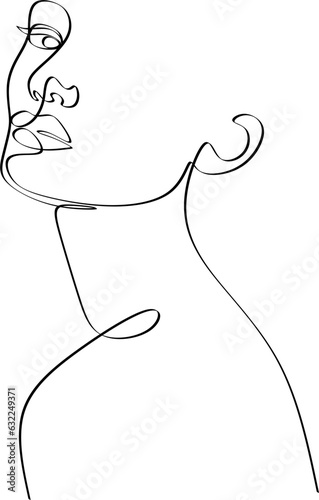 One line drawing face. Abstract woman portrait. Modern minimalism art. - Vector illustration