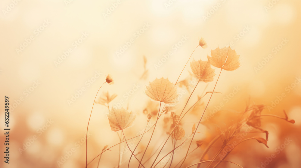 Dreamy and ethereal autumn background with copy space. Elegant and minimalistic style with orange, yellow colors. Dreamy and ethereal autumn background with copy space. Elegant and minimalistic style with orange, yellow colors.