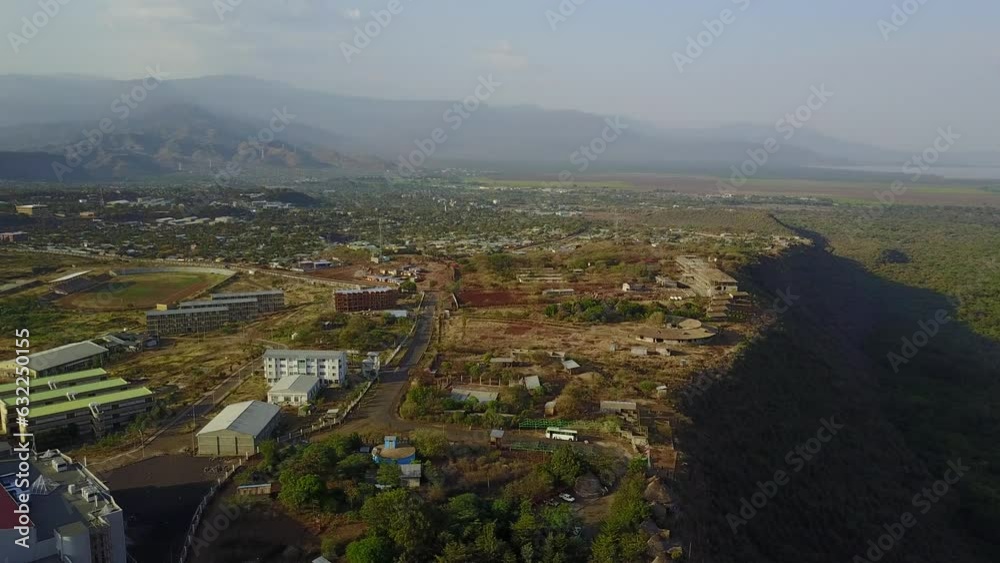 Aerial view of the bridge of god and lake chamo and town Arba minch Ethiopia Aerial view of the bridge of god and lake chamo and town Arba minch Ethiopia