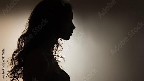 Shadow of a woman on a smooth surface from the side