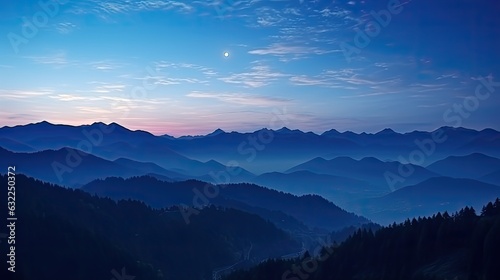 Bluish Swiss Alps Mount Niesen silhouettes during an autumn evening