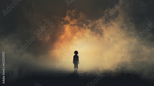 lonely child in foggy haze © HN Works