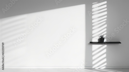 Shadow of window falling on white wall backdrop