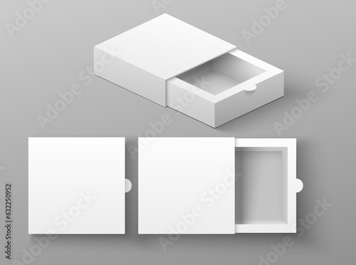 Packaging box realistic design closed and opened