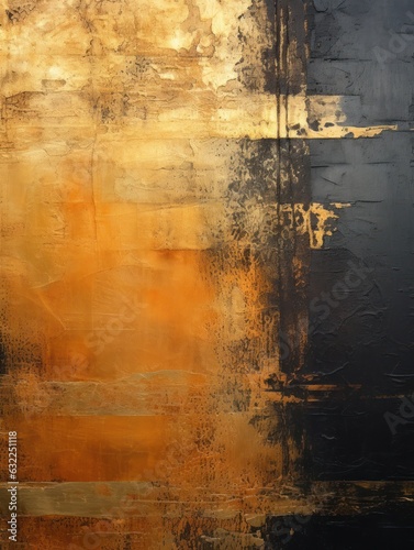 Eternity in Black, Gold, and Silver: A Rustic Mat Painting with Golden Light AI Generated