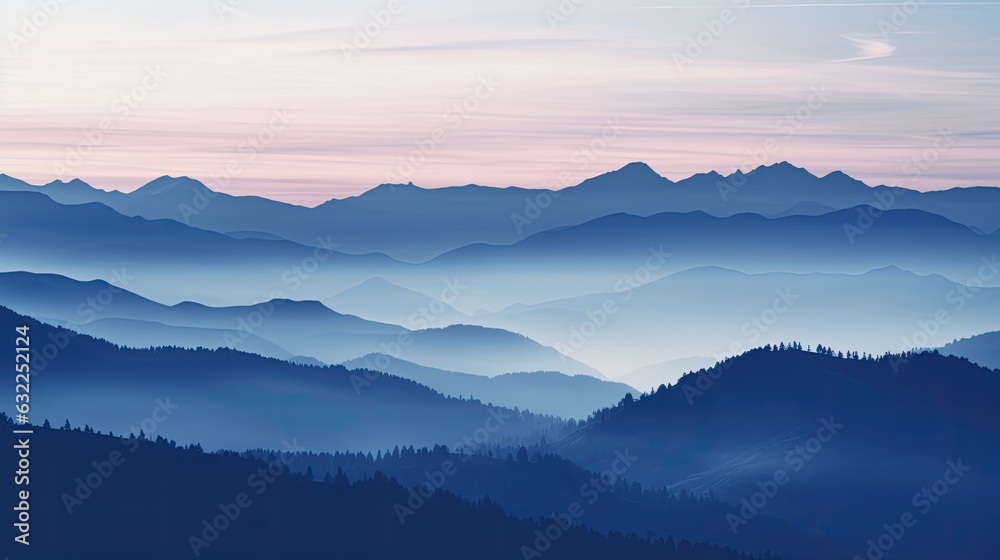 Bluish Swiss Alps Mount Niesen silhouettes during an autumn evening