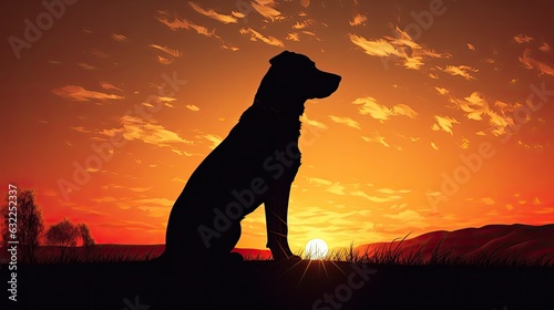 Silhouette of a dog animal portrait during sunset