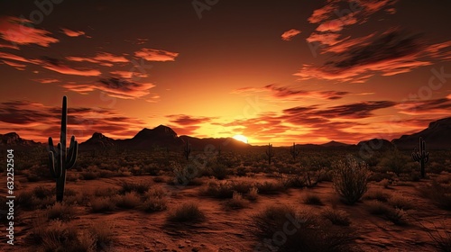 Sun setting in Arizona s Sonoran Desert near Phoenix photo