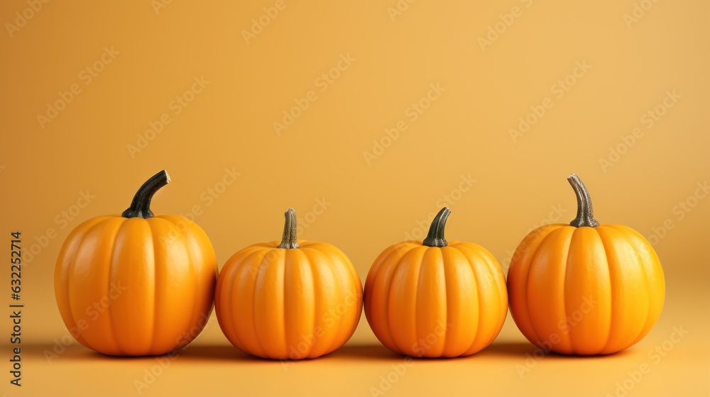 Obraz premium Minimalistic Pumpkins on Pale Gradient Background AI Generated