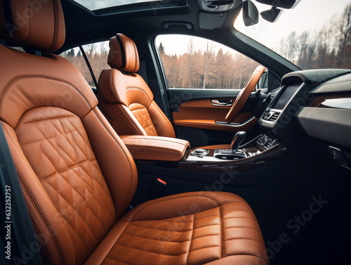 Luxury car interior with leather seats © Noah