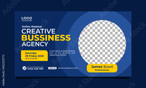 Online webinar creative bussiness agency vector banner template design