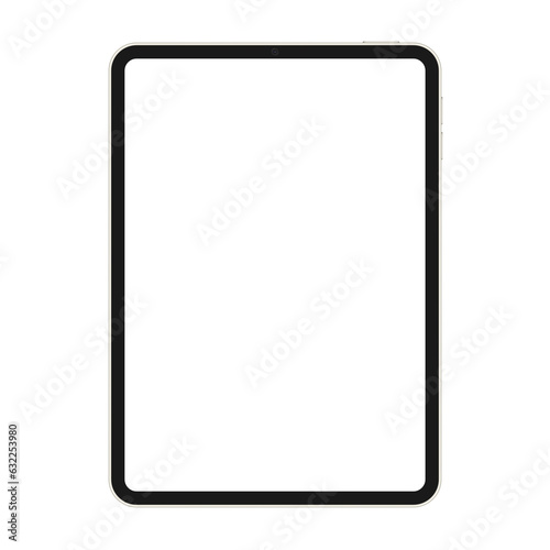 Tablet mockup with blank screen. White tablet display template isolated on white or transparent background.