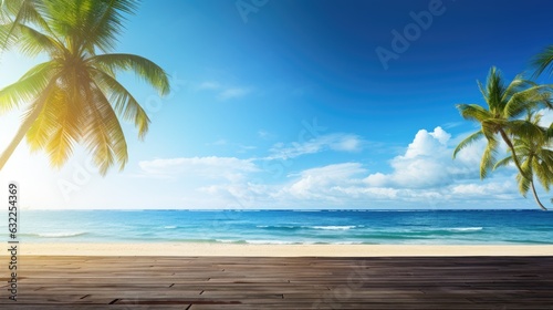 Palm trees and a beach with crystal clear sea © HN Works