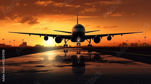Aircraft departs during dusk