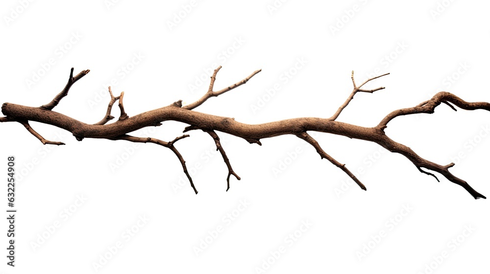 Dead tree branches with cracked bark isolated on white background Dead tree branches with cracked bark isolated on white background