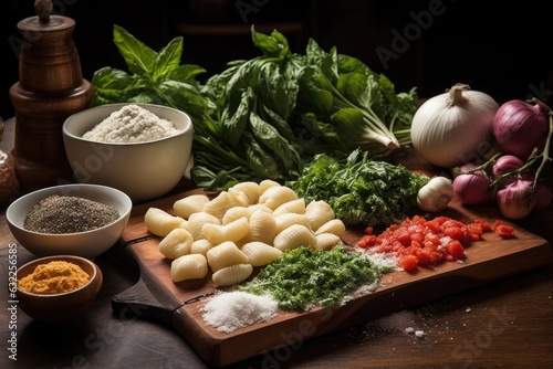 freshly made gnocchi with various ingredients