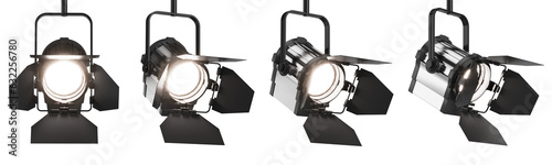Professional studio light isolated with transparent background. Professional TV and cinema light
