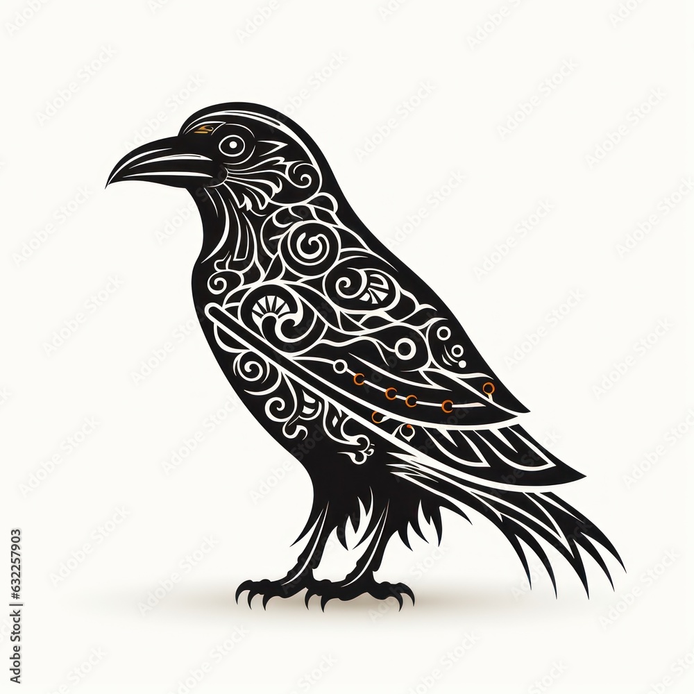 Obraz premium Mystical Raven Silhouette with Celtic Knot Symbols AI Generated