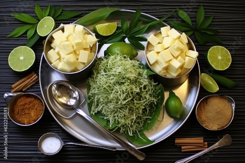 key lime pie ingredients arranged artfully photo