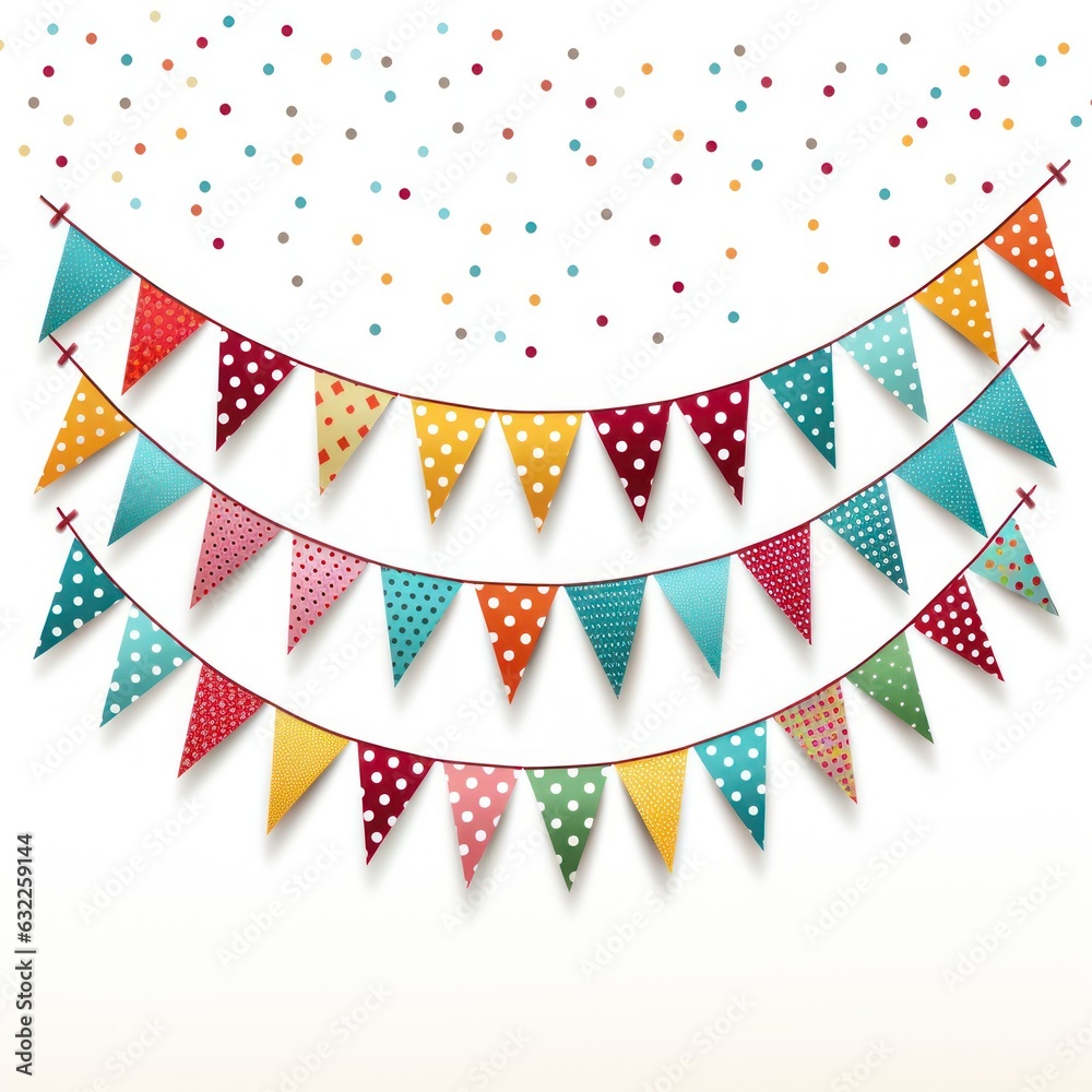 Obraz premium Colorful Birthday Bunting Clipart on White Background AI Generated