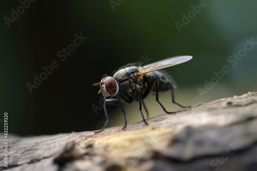 a fly on a tree branch