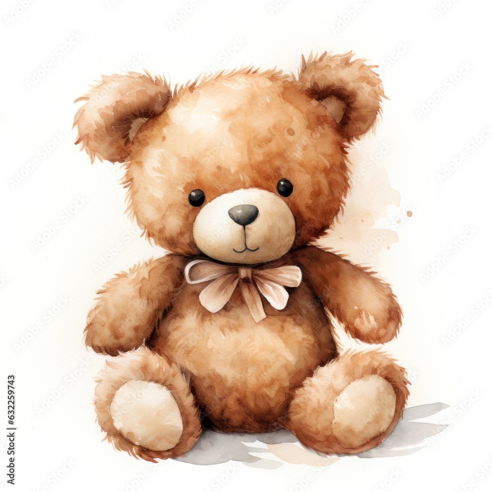 Fototapeta premium Cute Fluffy Watercolor Clipart on White Background AI Generated