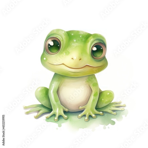 Adorable Baby Frog Clipart on White Background AI Generated
