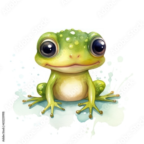 Adorable Baby Frog Clipart on White Background AI Generated