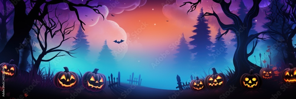 Vibrant Halloween Background with Copyspace AI Generated