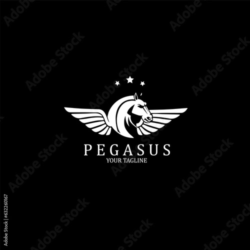 design logo vintage winged horse pegasus vector illustration
