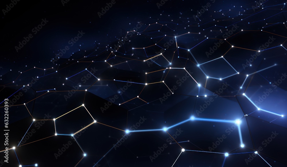 Abstract Technology Background with Hexagons, Stars, and Lines AI Generated