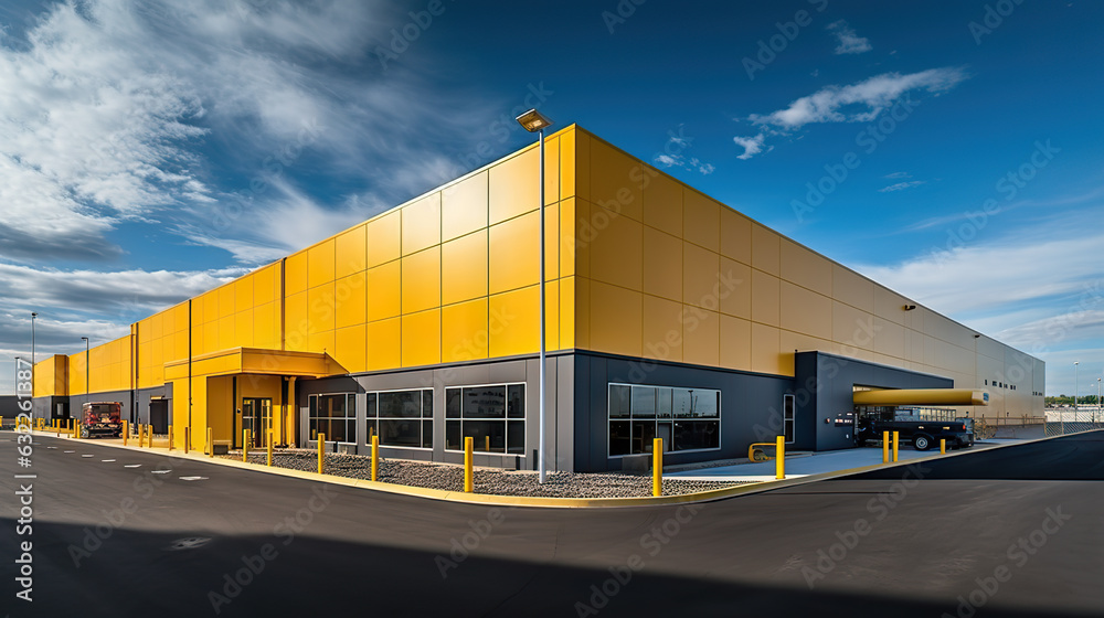 Obraz premium Modern Warehouse and Transport Center with Commercial Offices. created with Generative AI