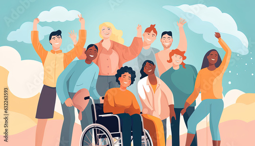 An inclusive illustration portraying workers of different backgrounds, ethnicity and abilities