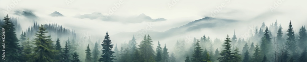 Enchanting Misty Fir Autumn Forest AI Generated