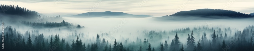 Enchanting Misty Fir Autumn Forest AI Generated
