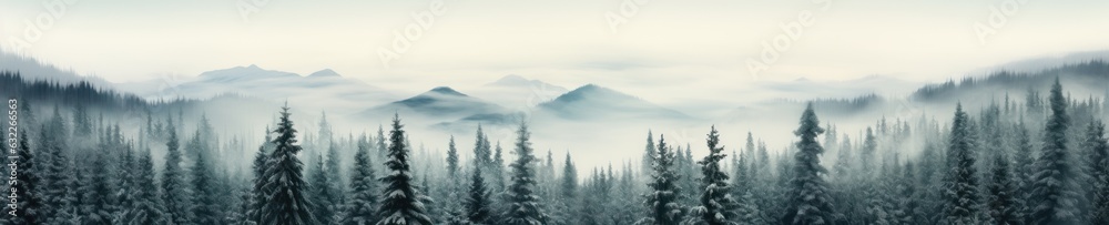 Enchanting Misty Winter Forest AI Generated