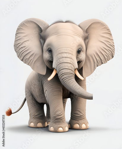 cute and happy elephant baby front view  realistic