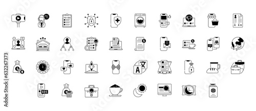 Set of digital nomad Icons. Simple art style icons pack. Vector illustration