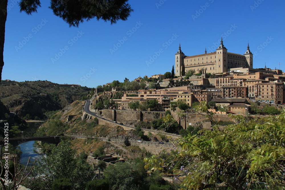 Alcázar of Toledo, in Spain. Stone fortification located in the highest part of the city